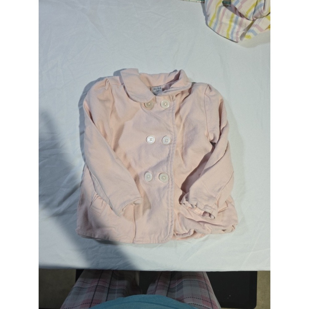 Carters Toddler Girls Pink Fleece Pea Coat and Old Navy Tops Bundle Size 2T